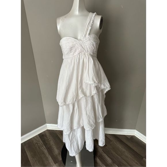 CINQ A SEPT Sori Tiered Cotton One-Shoulder Dress US 0 $465 - Picture 6 of 11